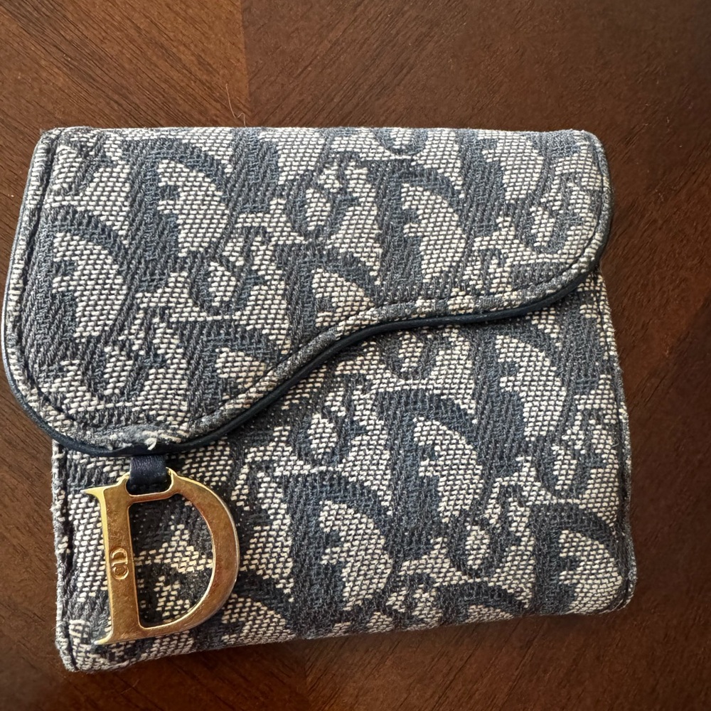 π Dior Saddle Lotus Wallet - Blue Oblique Canvas - Picture 2 of 10